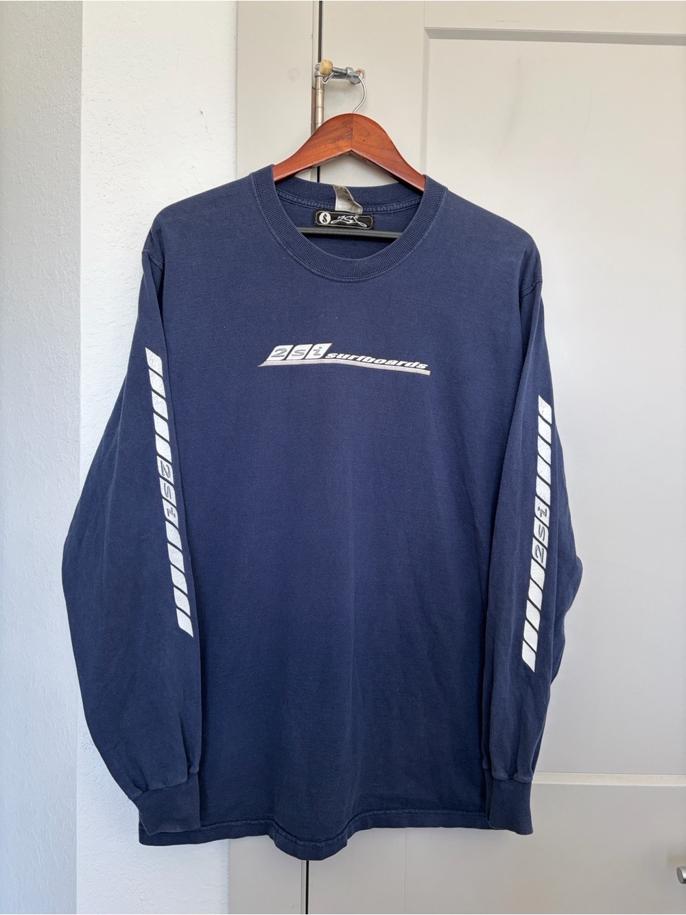VINTAGE Y2K 2SI SURFBOARDS NAVY BLUE LONG SLEEVE GRAPHIC TSHIRT MENS LARGE